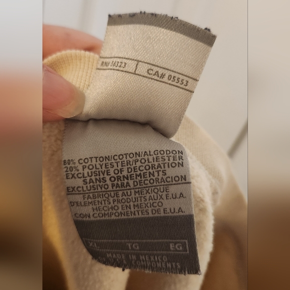 Nike Vintage 1990s Cream Crewneck Sweater with Ribbed Cuffs XL Mens - Picture 13 of 13